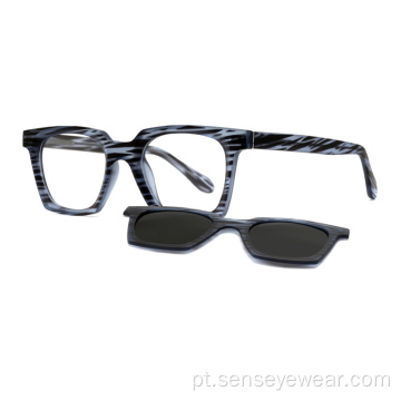 Quadrado TR90 Magnetic UV400 Polarized Clip em óculos de sol